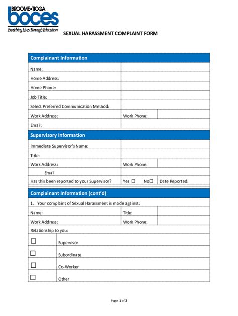 Fillable Online SEXUAL HARASSMENT COMPLAINT FORM Complainant