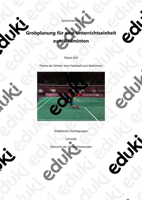 Badminton Unterrichtseinheit Unterrichtsmaterial Im Fach Sport