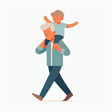 Vector Of Grandfather With His Grandson Premium Ai Generated Vector