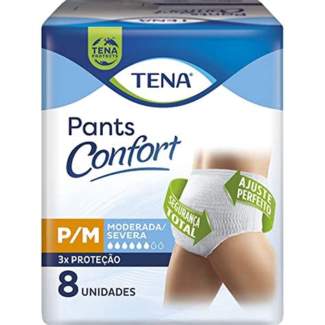 ROUPA ÍNTIMA DESCARTÁVEL UNISSEX TENA PANTS CONFORT P M PACOTE 8