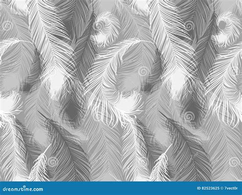 Black And White Seamless Feather Pattern Seamless Background With