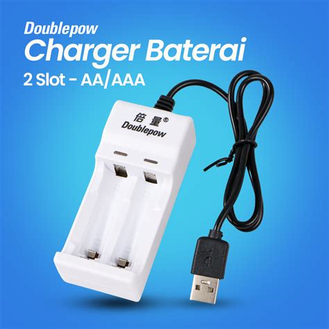 Doublepow Charger Baterai Slot For Aa Aaa Ni Mh Ni Cd With Led Dp