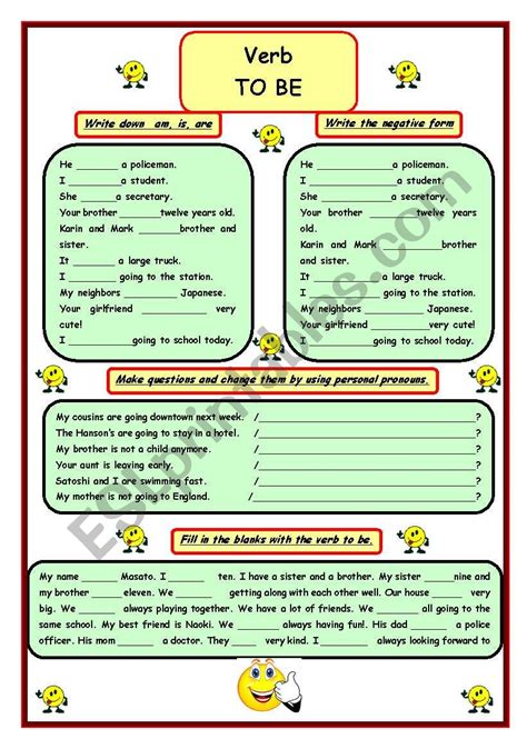 Verb TO BE ESL Worksheet By Errie