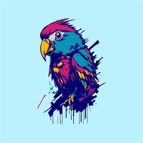 Premium Vector A Blue And Red Parrot On A Branch