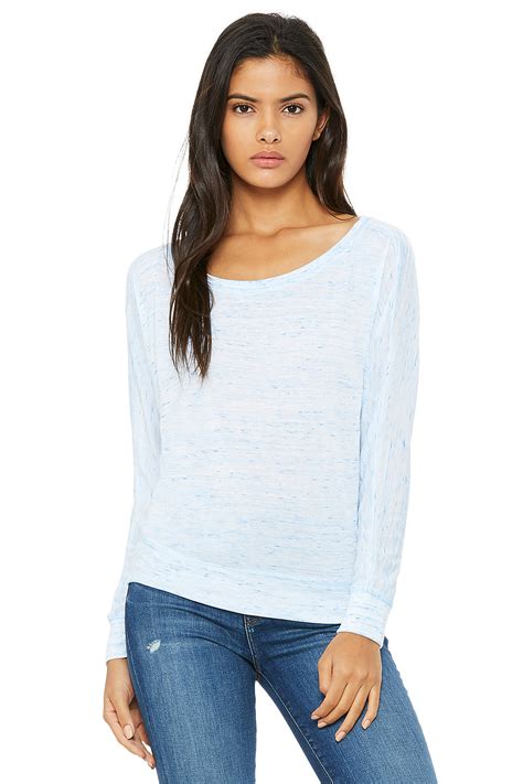 Women S Flowy Long Sleeve Off Shoulder Tee Bella Canvas