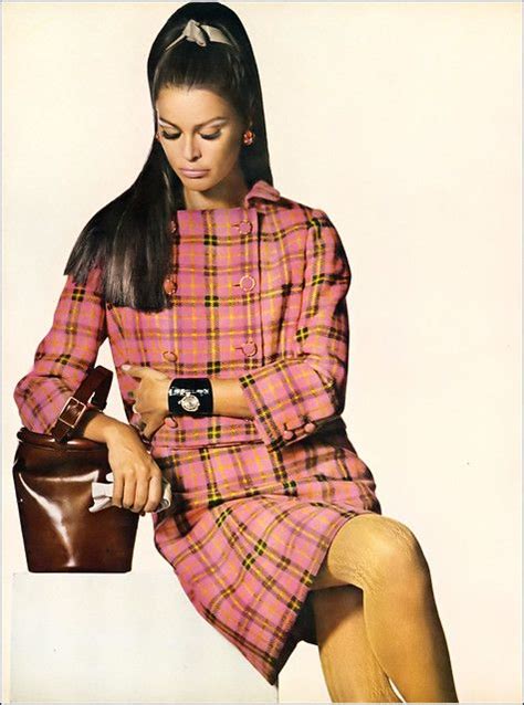 Editha Dussler In Pink Wool Plaid Suit Dress By Jack Sarnoff Handbag By Hermès Coiffure By