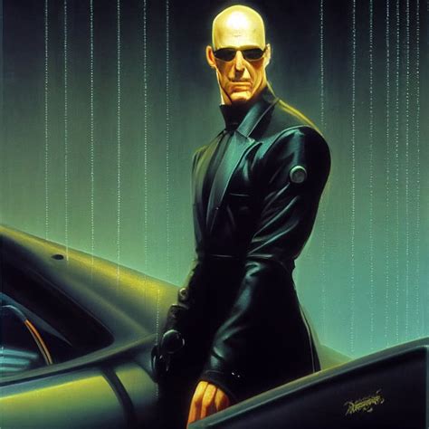 Prompthunt Tough Bald Scott Adams Dressed As Neo In The Matrix