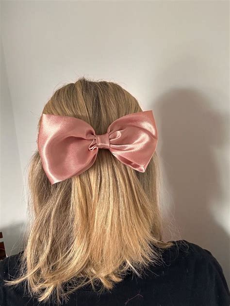 Large Pink Bow Barrette Dusty Pink Satin Hair Clip Hair Accessories