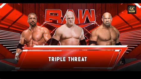 Goldberg Vs Triple H Vs Kane Triple Threat Match At Raw In K