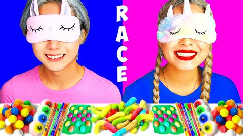 Asmr Candy Race With Closed Eyes Peeps Marshmallow Jelly Straws Youhoo Youtube