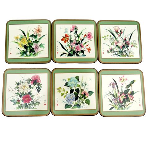 Vintage Pimpernel Coasters Set Of With Cork Backs Oriental Etsy