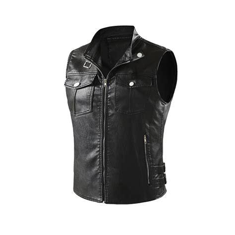 Oglccg Men S Vintage Faux Leather Vest Winter Warm Sherpa Lined Pu