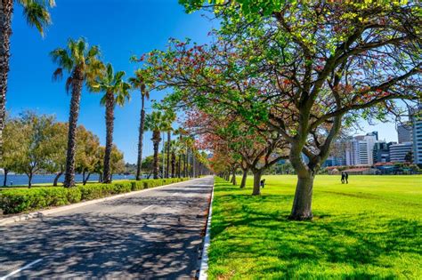 Langley Park And Perth Skyline On A Beautiful Sunny Day Stock Photo