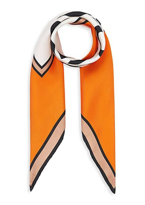 Burberry Women S Logo Print Silk Square Scarf Orange Editorialist