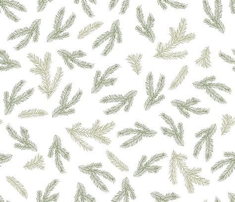 Premium Vector Seamless Pattern With Fir Branches In Doodle Style