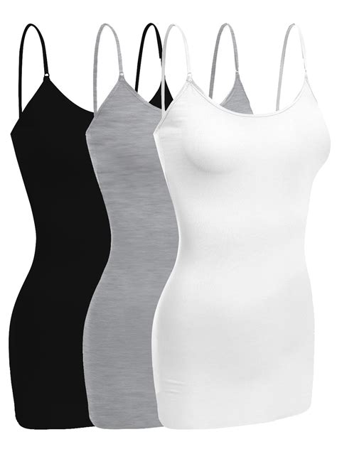 Emmalise Women Camisole Built In Bra Wireless Fabric Support Long Layering Cami Large 3pk