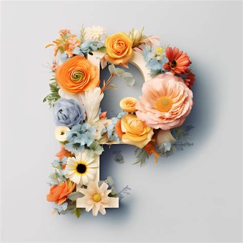 Letter P With Flowers Alphabet Letter Flowers Floral Letter Flower