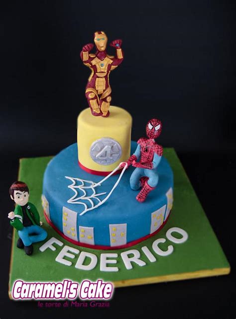 Three Super Heroes Decorated Cake By Caramel S Cake Di CakesDecor