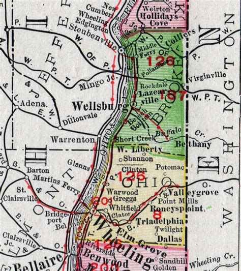 Ohio County, West Virginia 1911 Map by Rand McNally, Wheeling, Elm ...