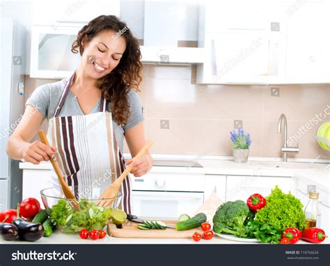 Young Woman Cooking Healthy Food Vegetable Stock Photo 118766626 | Shutterstock