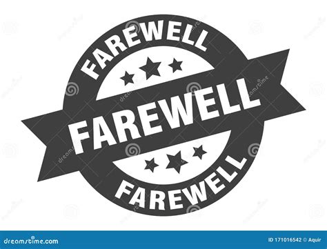 Farewell Sign Farewell Round Ribbon Sticker Stock Vector