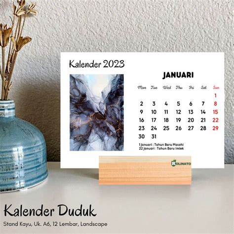 Jual Kalender Duduk Aesthetic Tahun 2023 Kalender Stand Kayu Shopee Indonesia