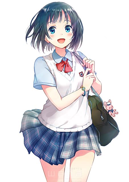 人物、女子高生、女性、女の子、学生、高校生、通学、さわやか、歩く、登校、健康、元気、笑顔、夢、希望、夏 イラスト作品紹介 イラスト