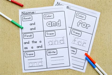 Prek Sight Words Worksheets Mary Martha Mama