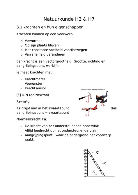 Natuurkunde H En H Natuurkunde H H Krachten En Hun