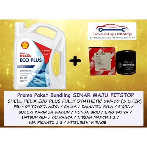 Jual Paket Bundling OLI SHELL HELIX ECO PLUS FULL SYNTHETIC 5W 30 API