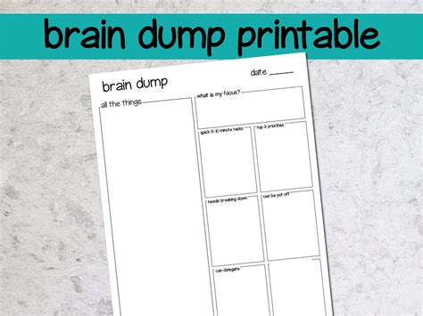 Minimalist Brain Dump Printable Thought Organizer Printable Task List