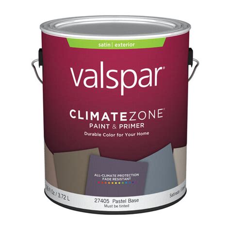 Valspar 044 0027405 007 Paint And Primer Climate Zone Satin Pastel Base Exterior 1 Gal