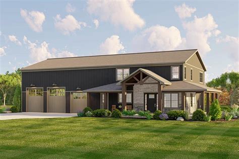 Barndominium Style House Plan With Rv Bays And Bonus Space