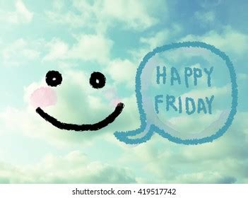 Happy Friday Smiling Face Handwriting On Stock Photo 419517742