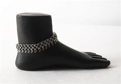 Silver Plated Anklet Indian Traditional Heavy Oxidised Anklet Etsy