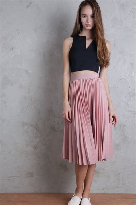 Courtney Pleated Midi Skirt Blush Pink The Tinsel Rack Pleated