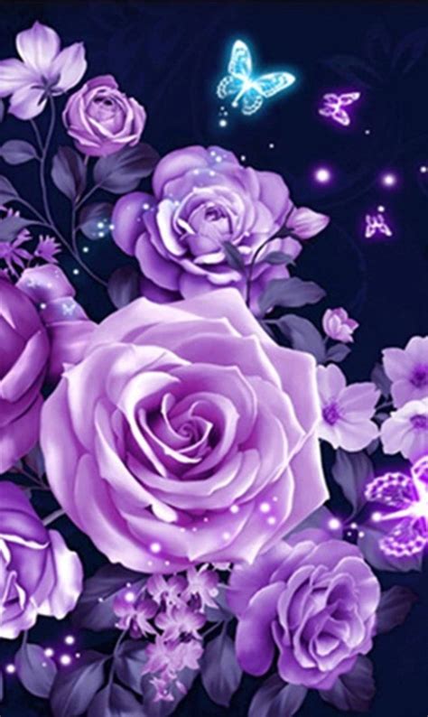 Roses Floral Purple Butterflies Purple Roses Wallpaper Purple Flowers Wallpaper Flowery