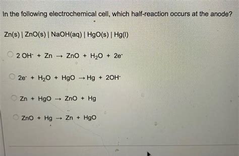 Solved In The Following Electrochemical Cell Which Chegg