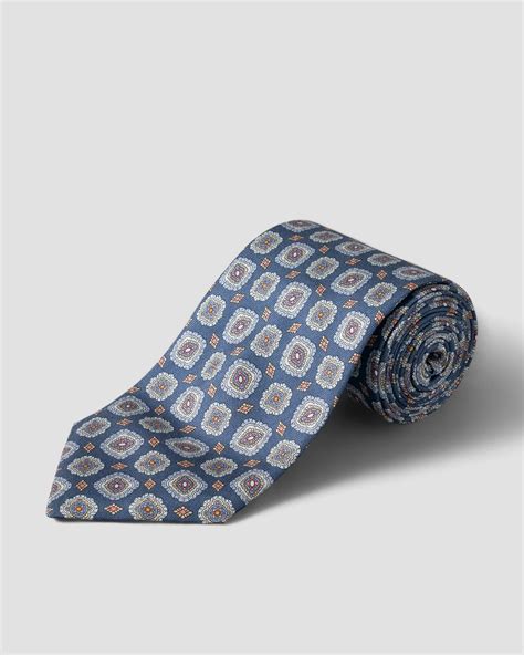 Navy Medallion Print Silk Tie Eton