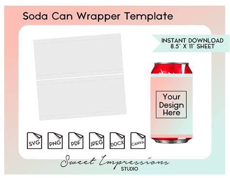 Soda Can Wrapper Template Blank Template Svg Png Pdf Jpeg Docx