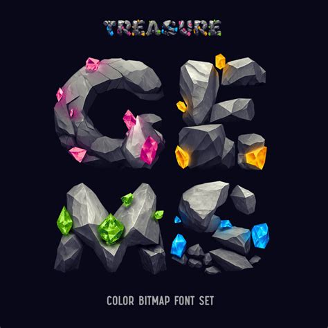 Treasure Gems Color Bitmap Font MasterBundles