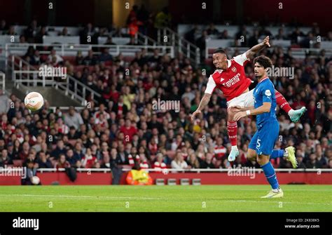 Arsenal S Gabriel Jesus Shoots At Goal During The Uefa Europa League