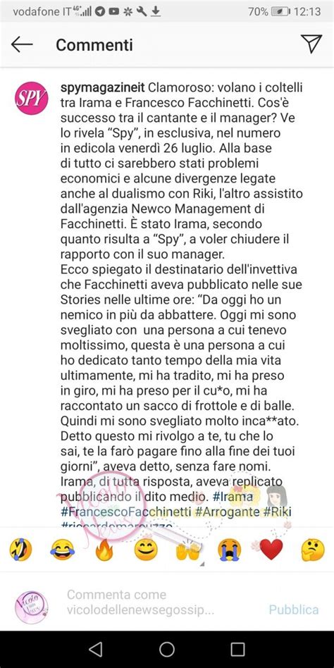 Facchinetti Contro Irama Il Vicolo Delle News