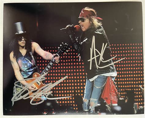 Aacs Autographs Slash Axl Rose Autographed Guns N Roses Glossy