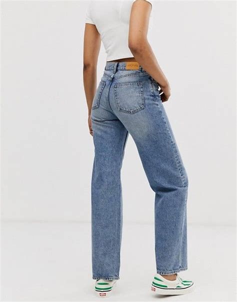 Monki Organic Cotton Wide Leg Yoko Jeans In Blue ASOS Monki Jeans