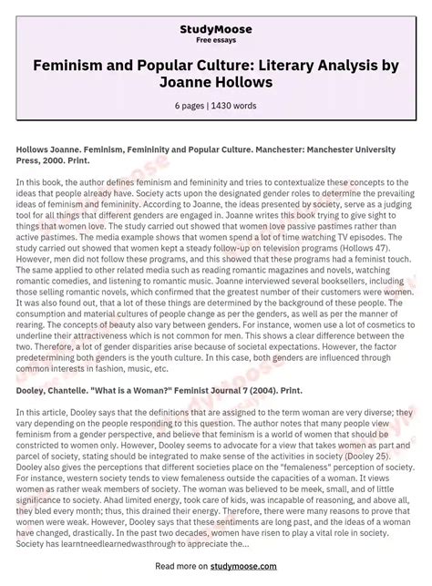 Feminism And Popular Culture Literary Analysis By Joanne Hollows Free