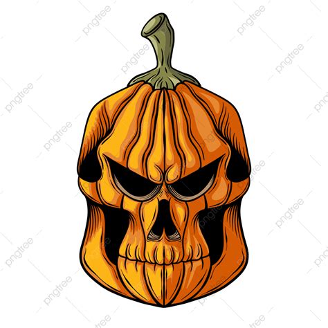 Halloween Pumpkin Skull Head Cartoon Handdrawing Halloween Happy