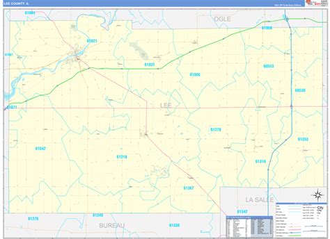 Lee County, IL Zip Code Wall Map Basic Style by MarketMAPS - MapSales