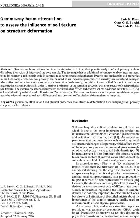 Gamma Ray Beam Attenuation To Assess The Influence Of Soil Texture On