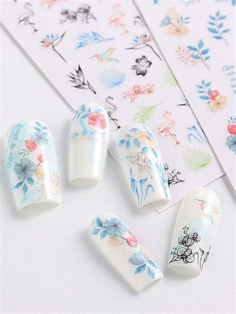 Sheets Floral Pattern Nail Art Sticker Shein Usa